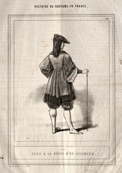 Histoire du Costume en France: Leute im Gefolge eines Herrn von Paul Gavarni