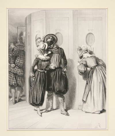 Der Korridor der Logen um Mitternacht von Paul Gavarni