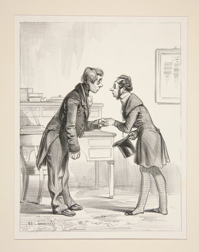Der Abreisetag einer Garnison. Mein lieber Bürgermeister, wie geht es Ihnen?...und Madame?... von Paul Gavarni