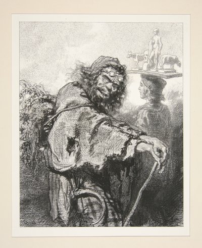 Der Mensch, er frisst die Schafe wie der Wolf, blökt wie das Schaf und greift nach allem...Elend und Barmherzigkeit! von Paul Gavarni