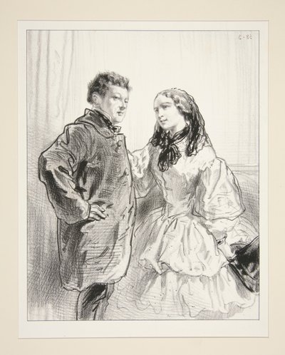 Tu vas encore jouer aux dames avec Dachu! Et qu von Paul Gavarni
