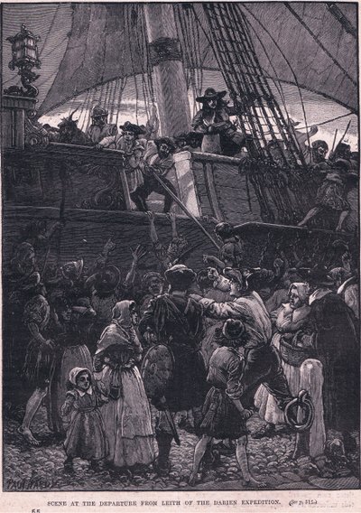 Szene der Abreise von Leith der Darien-Expedition AD 1698 von Paul Hardy