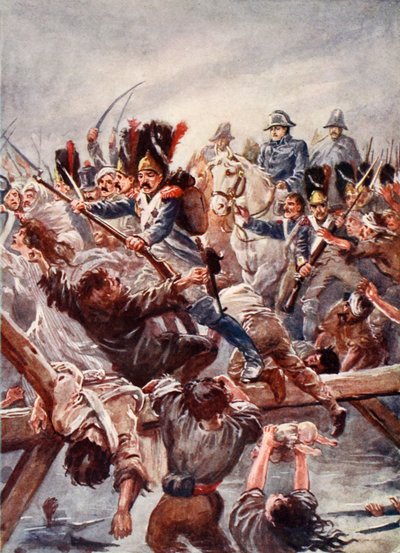 Als der Rest der Garde gesehen wurde, wie er einen Weg für den Kaiser freimachte, gab es einen Ansturm, Illustration aus 