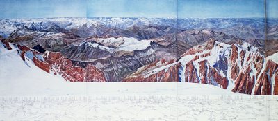 Panoramablick auf den Gipfel des Pelvoux im Massif des Ecrins, Französische Alpen (Fotogravur) von Paul Helbronner