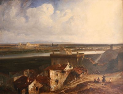 Gesamtansicht von Avignon und Villeneuve-les-Avignon, aufgenommen von innen Fort Saint-Andre von Paul Huet