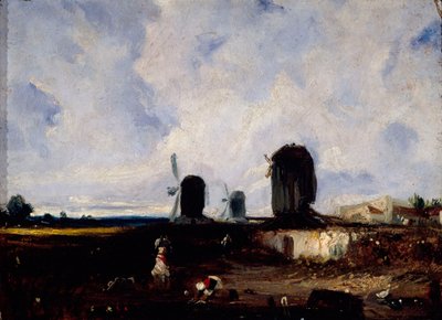Windmühlen auf den Ebenen von Montrouge, ca. 1820 von Paul Huet