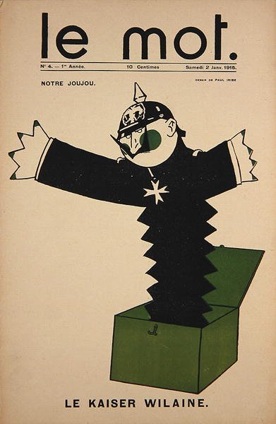 Notre Joujou, Le Kaiser Wilaine, Titelseite von Le Mot, 2. Januar 1915 von Paul Iribe