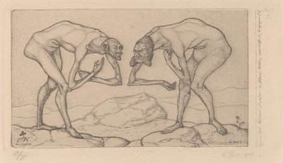 Zwei Männer begegnen sich, jeder glaubt, der andere sei von höherem Rang von Paul Klee