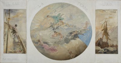 Skizze für den Speisesaal des Hôtel de Ville in Paris: Wasser, Erde, Luft, zwischen 1891 und 1892 von Paul Louis Delance
