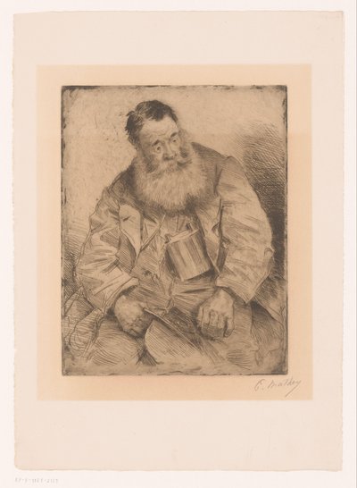 Porträt eines sitzenden Mannes mit Bart von Paul Mathey (signed by artist)