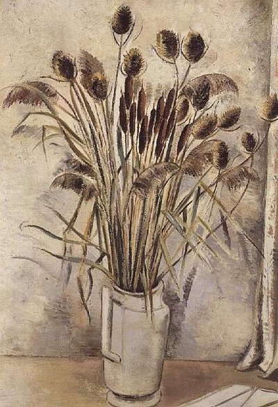 Stillleben mit Binsen in einem weißen Krug von Paul Nash
