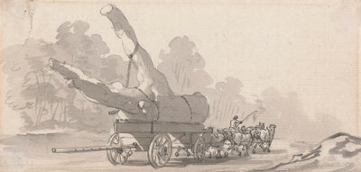 Karren mit einem großen Baumstamm von Paul Sandby