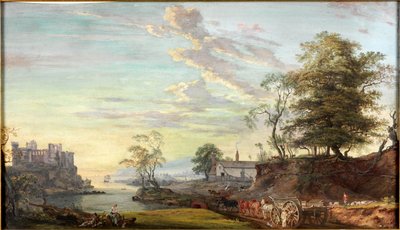 Landschaft mit Burg an einer Bucht, um 1769-1795 von Paul Sandby