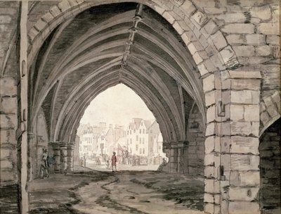 Teil der Holyrood Abbey mit Blick auf die Canongate von Paul Sandby