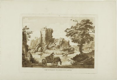 Der Eingang zum Chepstow Castle, Platte drei aus Zwölf Ansichten in Wales von Paul Sandby