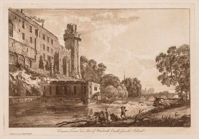 Ansichten von Warwick Castle: Caesars Turm und Teil von Warwick Castle von der Insel von Paul Sandby