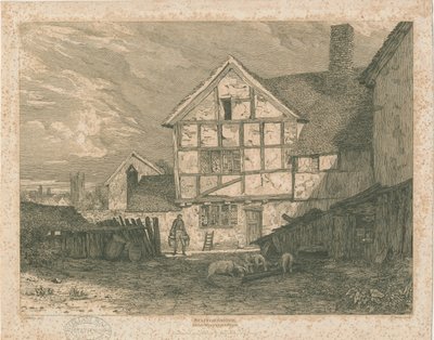 Wolverhampton - Ruinen eines Fachwerkhauses: Stahlstich, undatiert [ca. 1815] von Paul Sandby Munn