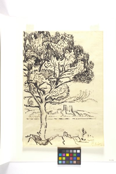 Antibes, Schirmkiefer im Vordergrund von Paul Signac