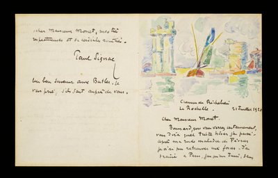 Autographenbrief an Claude Monet, 21. Juli 1920 von Paul Signac