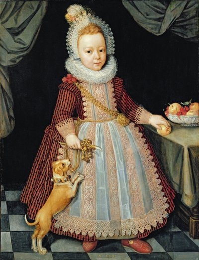 Porträt eines Kindes mit einer Rassel von Paul van Somer