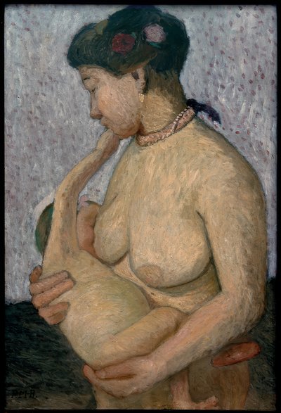 Mutter mit Kind an der Brust, Halbakt von Paula Modersohn Becker