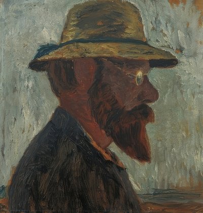 Otto Modersohn mit Strohhut im Profil nach rechts von Paula Modersohn Becker