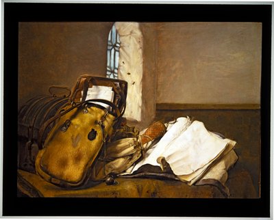 Reisetasche und Dokumente auf einem Tisch von Paulus Bor