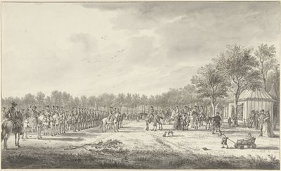 Revue der Kavallerie durch Prinz Wilhelm V. auf dem Malieveld in Den Haag, 1770 von Paulus Constantijn la Fargue