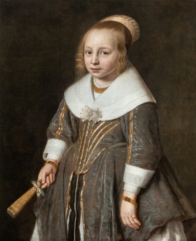 Porträt eines jungen Mädchens mit einem Fächer von Paulus Hennekyn
