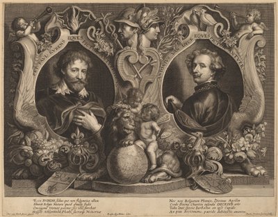 Rubens und van Dyck, ein Doppelporträt von Paulus Pontius, after Sir Anthony van Dyck and Erasmus Quellinus II