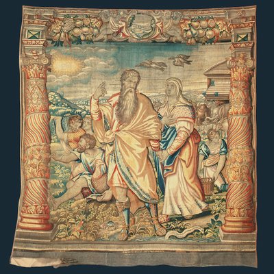 Wandteppich, der den Abstieg von der Arche und die Serie des Lebens von Noah darstellt von Paulus van Nieuwenhove
