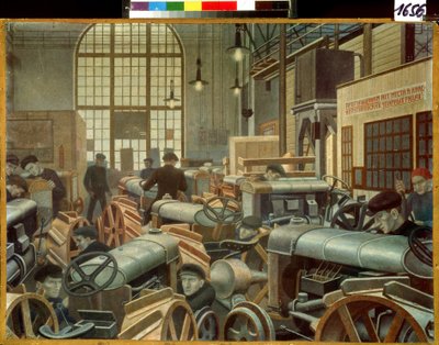 Die Traktormontagewerkstatt in der Putilov-Fabrik von Pawel Nikolajewitsch Filonow