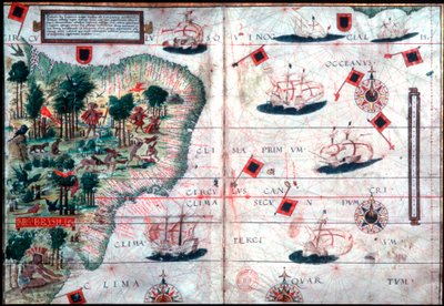Karte von Brasilien von den portugiesischen Navigatoren Pedro Reinel und Lopo Homen, ca. 1525 von Pedro Reinel