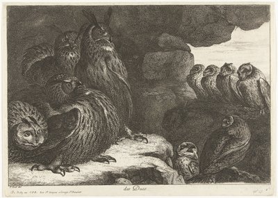Eulen in einer Höhle von Peeter Boel (attributed to)