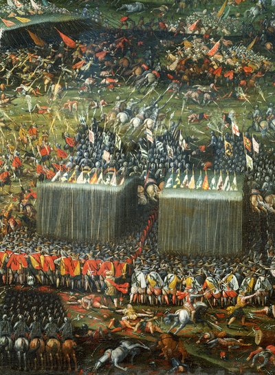 Niederlage und Flucht der ungarischen und böhmischen Armeen, Detail der Schlacht am Weißen Berg bei Prag am 7.-8. November 1620 von Peeter Snayers
