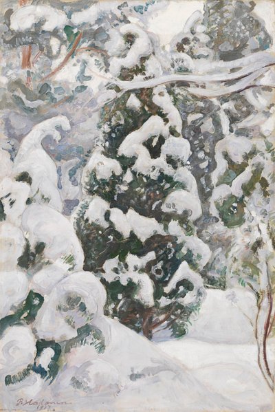 Wacholderbaum im Schnee von Pekka Halonen