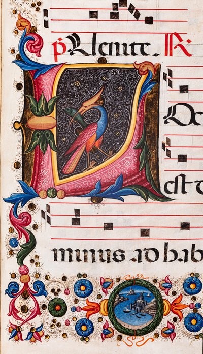 Piccolomini-Bibliothek: Chorbuch, Cod. 5.E, ff. 63r mit „Blattinitiale“, von Pellegrino di Mariano. (Detail) von Pellegrino di Mariano