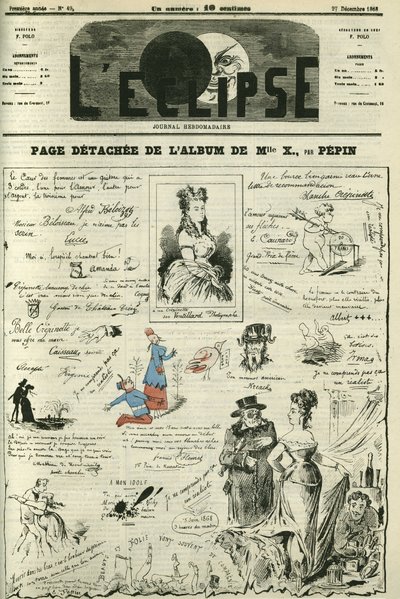 Abgetrennte Seite von Mademoiselle X. Titelblatt in „L