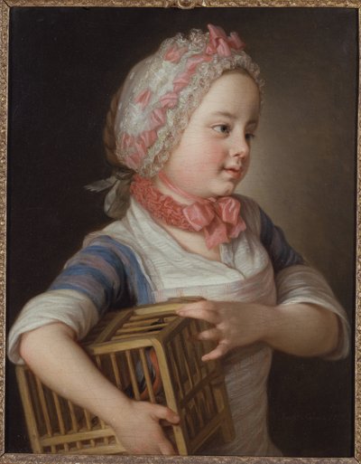 Mädchen mit Gimpel in einem Käfig von Per Krafft