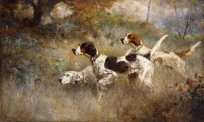 Die drei Setter, Bob, Bill und Ginger an einem Dreifachpunkt von Percival Leonard Rosseau