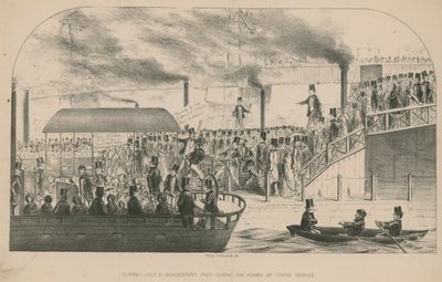 Hungerford Pier während der Gottesdienstzeiten von Percy Cruikshank