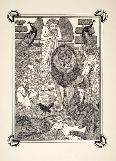 Frontispiz, aus Hundert Fabeln von Äsop, veröffentlicht 1903 von Percy J. Billingshurst