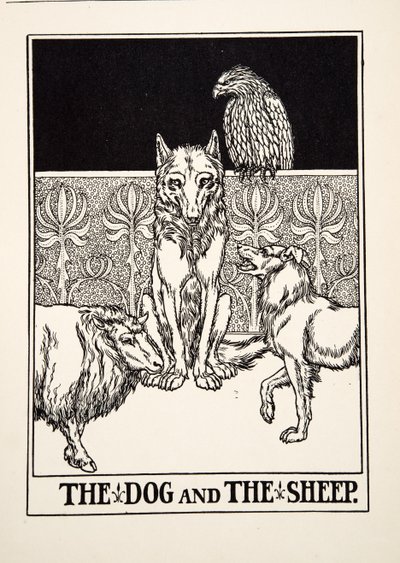 Der Hund und das Schaf, aus Hundert Fabeln von Äsop, veröffentlicht 1903 von Percy J. Billingshurst
