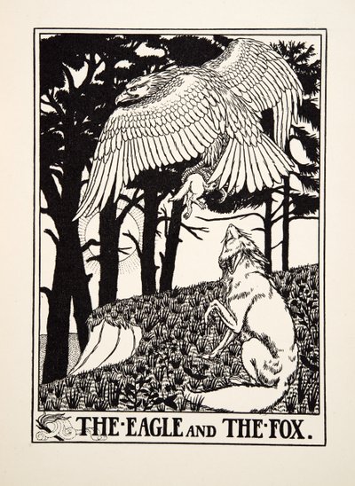 Der Adler und der Fuchs, aus Hundert Fabeln von Äsop, veröffentlicht 1903 von Percy J. Billingshurst