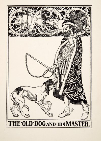 Der alte Hund und sein Herr, aus Hundert Fabeln von Äsop, veröffentlicht 1903 von Percy J. Billingshurst