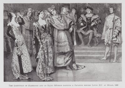 Tanz: Die Kardinäle von Narbonne und Saint Severin tanzen eine Pavanne vor Ludwig XII. in Mailand von Percy Macquoid