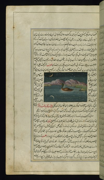Eine Gans und eine Spiegelung des Mondes im Wasser aus Lichter von Canopus von Persian School