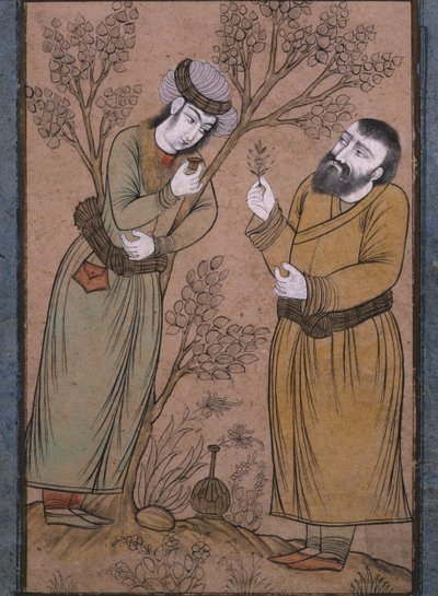 Arzt gibt einem jungen Mann ein Kräutermittel, spätes 17. Jahrhundert - frühes 18. Jahrhundert von Persian School