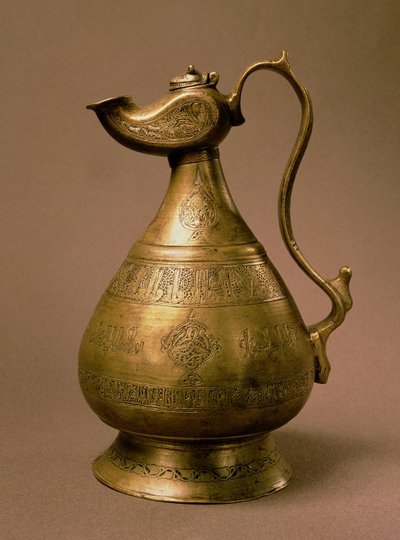 Kanne signiert Rafa (?) Ibn Saad, Churasan, Iran, 1190 (586 Hijra) (Messing eingelegt mit Silber & Rotkupfer) von Persian School