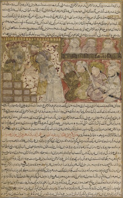 Folio aus Tarikhnama (Buch der Geschichte) von Balami: Die Wahl von Othman zum Kalifen von Medina, ca. 1300 von Persian School